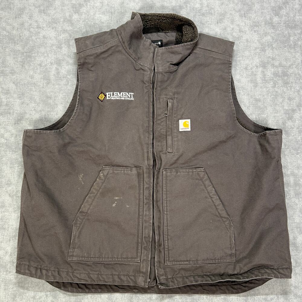 Carhartt DV4277-M Loose Fit Duck Sherpa Lined Vest Mens 2XL Gray Workwear